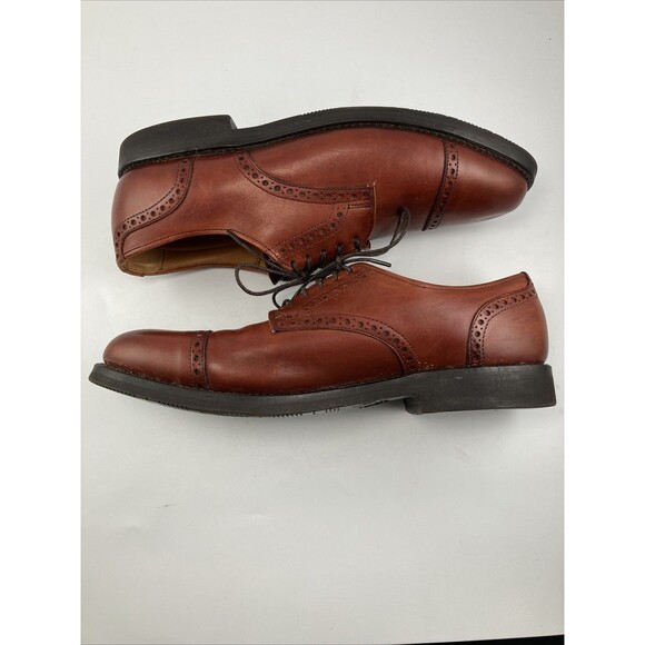 Allen Edmonds Cap Toe Cognac Brown Leather Mens 9.5 BENTON 3458 Oxford Shoes